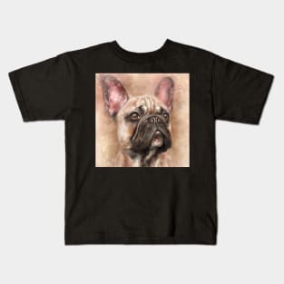 Expressive Thick Oil Painting of a French Bulldog on Beige Background Kids T-Shirt